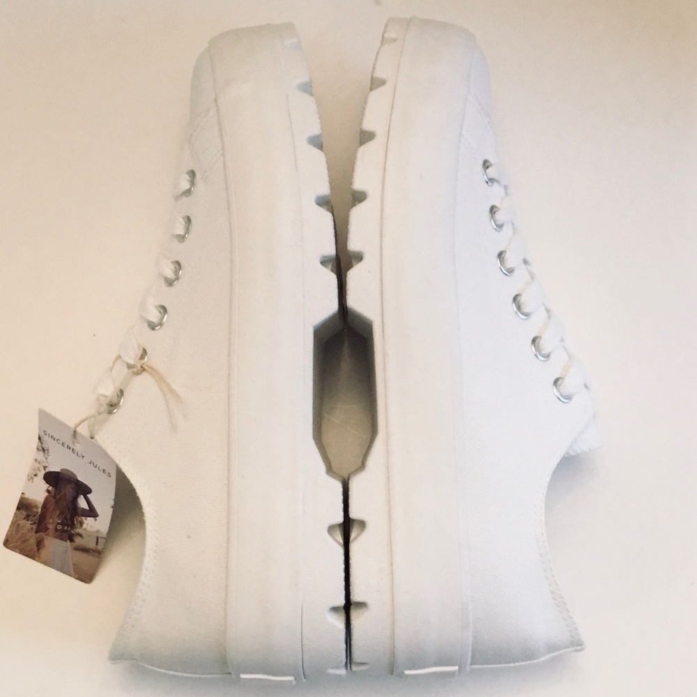 SINCERELY JULES VASCO White Canvas Platform Sneakers Low Cut Lace-up Size-10 NEW - Picture 9 of 15